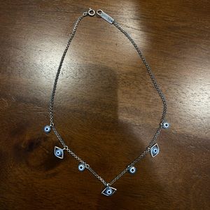 Isabel Marant Sterling Silver Evil Eye Choker Necklace